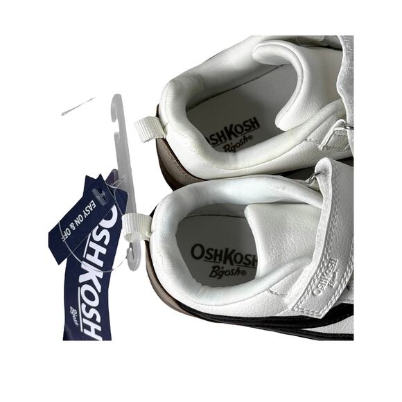 NEW OshKosh B Gosh Toddler 11 Boys FASHION SNEAKER SHOES Hook & Loop White Brown - Picture 5 of 6